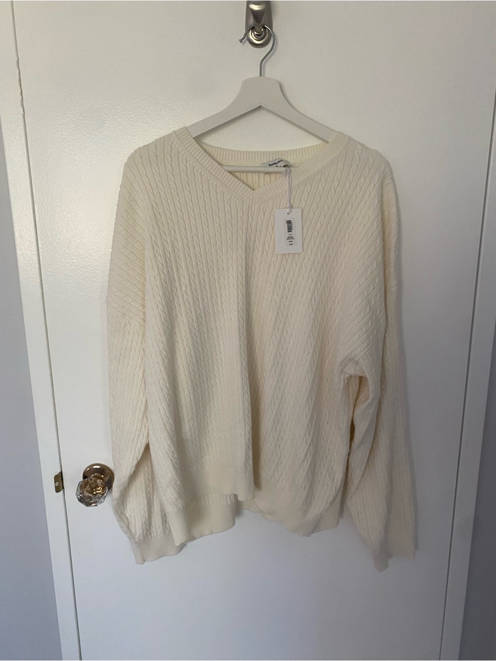 Sunday Best Ivory Cable V-Neck Sweater